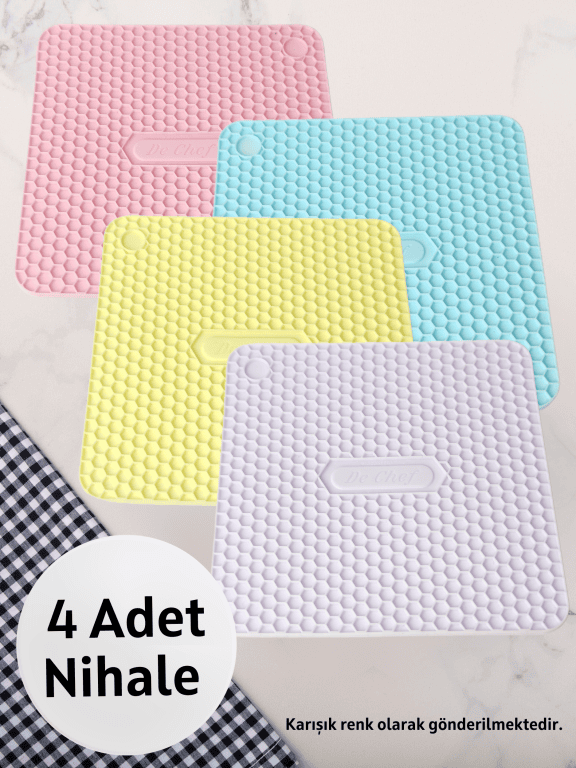 Silikon Kare Nihale 4'lü Set (Karışık Renk)